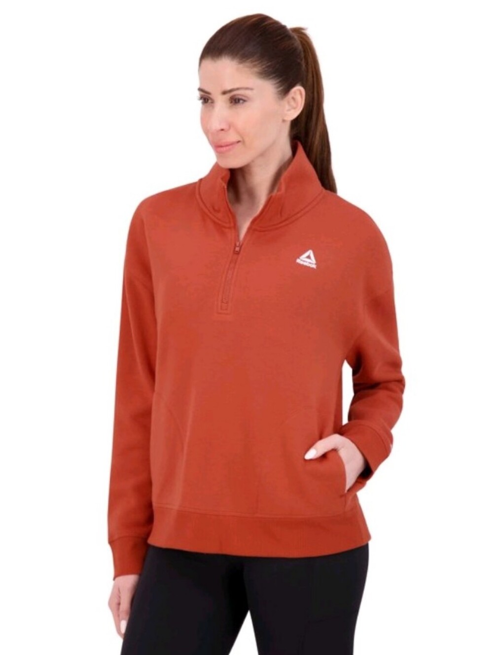 Reebok Women's Rust Half-Zip Cowl Pullover